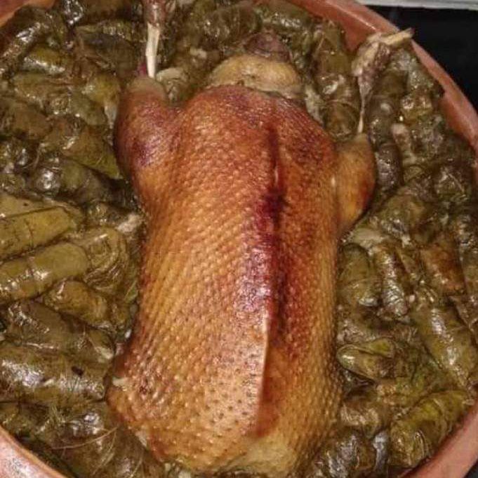 ورق العنب اللذيذ وبطه مشويه