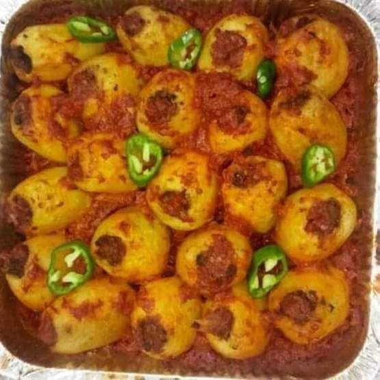 صنيه بطاطس محشيه باللحمه المفرومه