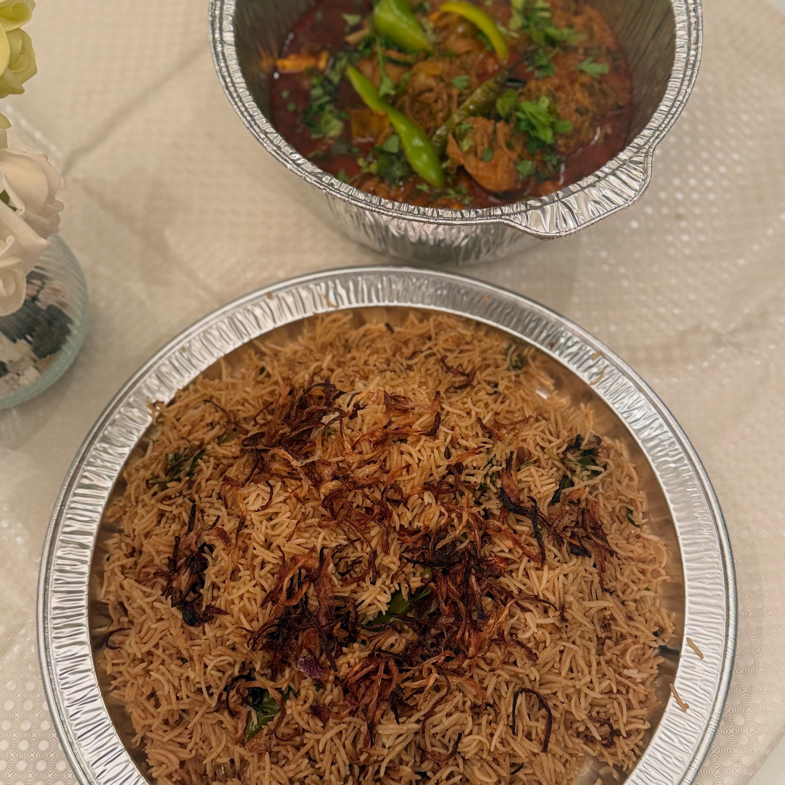 رز مكشن مع ايدام كاري لحم