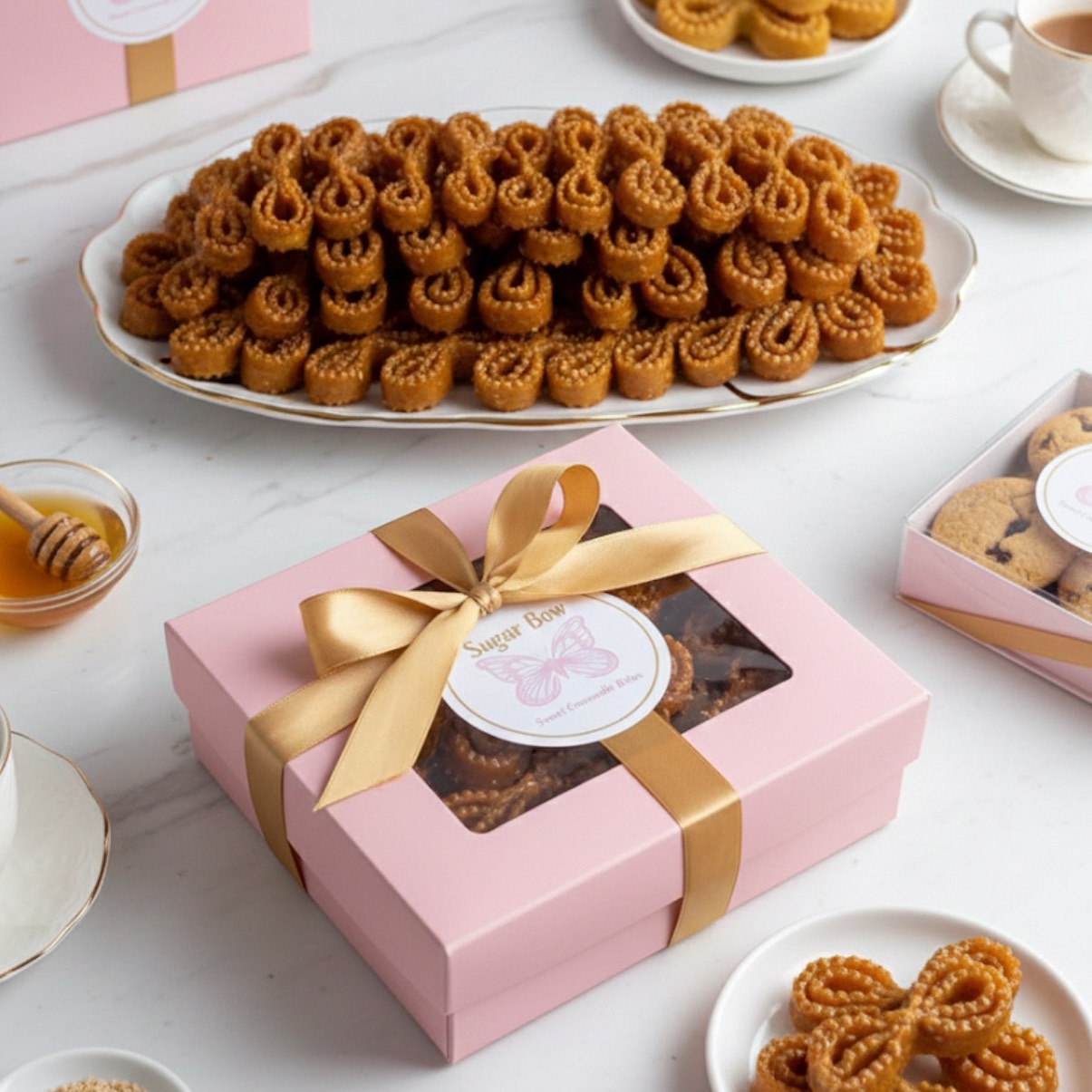 فيونكة العسل :من اروع المعسلات مصنوعة من لوز والسمسم ودقيق