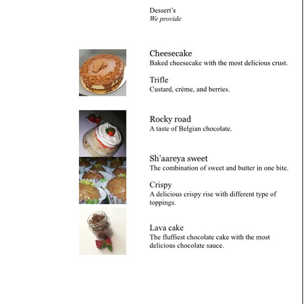 This is our new menu for dessert